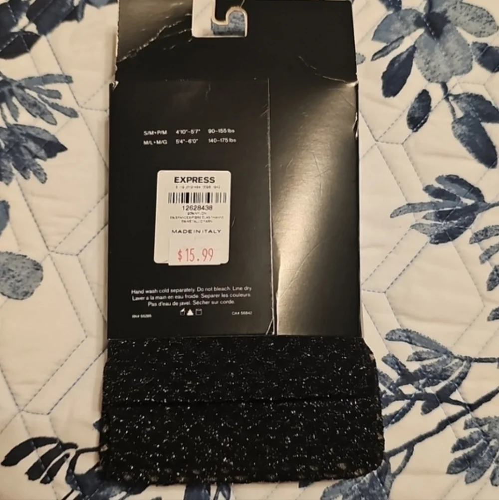 3 Pair Women's Tights Bundle Size M Black Sheer Fishnet Patterned Hosiery NWT